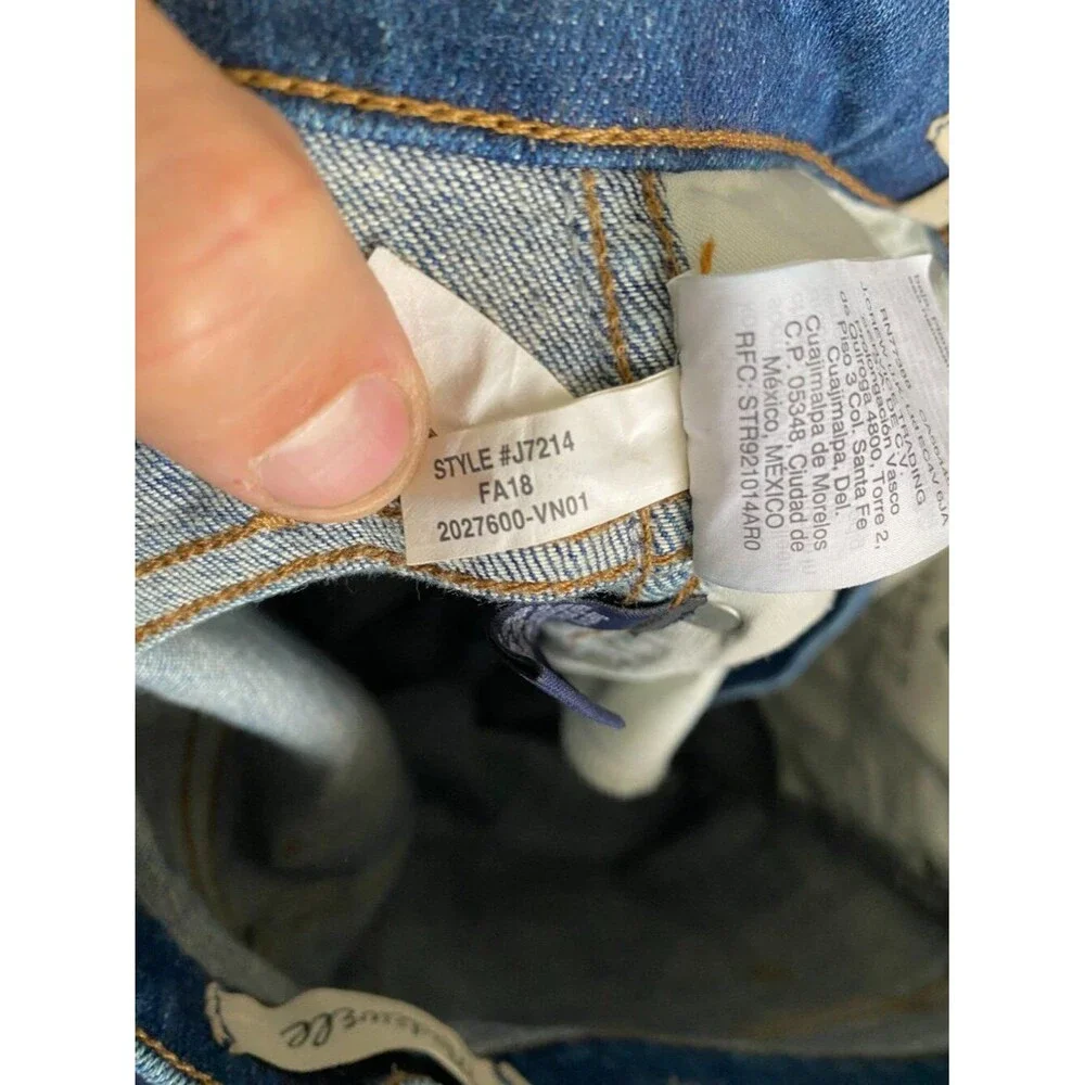 Madewell Distressed Button Front High Waist Slim Straight Jeans Size 28 x 28